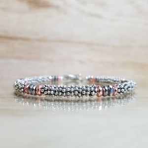 Rose Gold Hematite Beaded Gemstone Bracelet